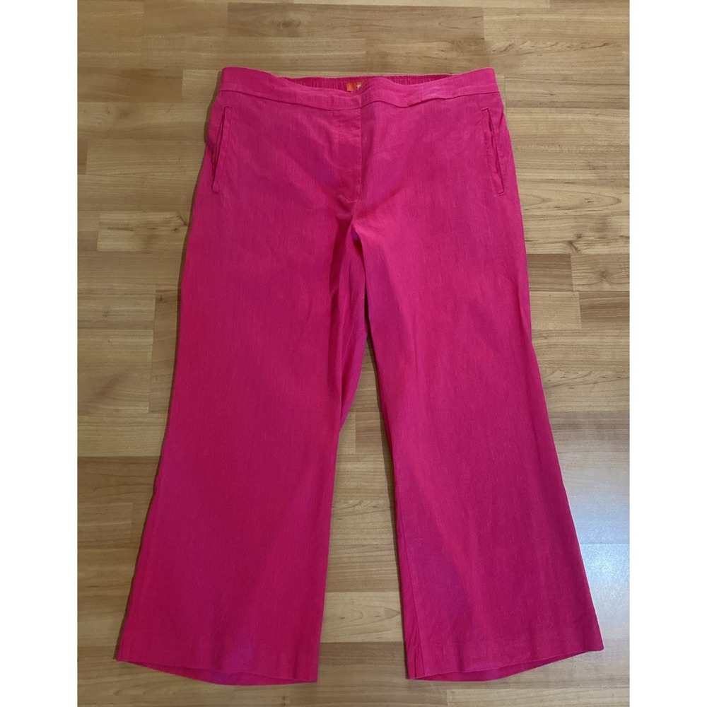 Cartonnier Anthropologie Pink Linen Blend Wide Leg Crop Pants Trousers -Size XL